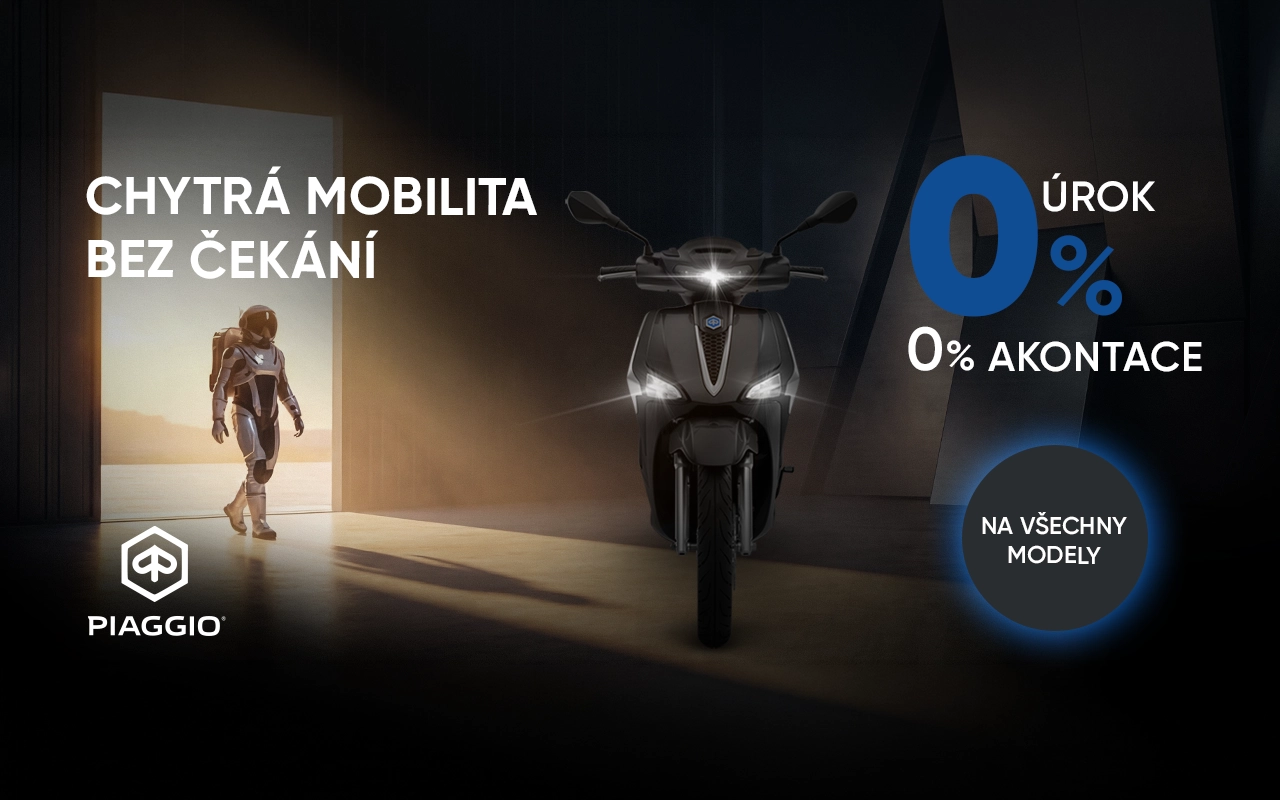 Piaggio - chytrá mobilita bez čekání. 0% úrok, 0% akontace. Na všechny modely.